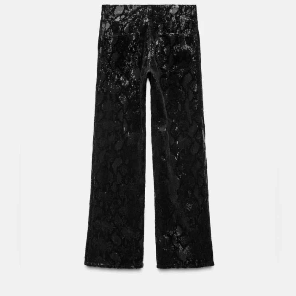 Zara Sequin Elegant Black Velvet Trousers NWT Size 28 US 6❣️ - Picture 5 of 8